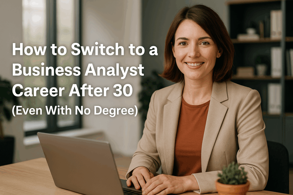 Read more about the article How to Switch to a Business Analyst Career After 30 (Even With No Degree)